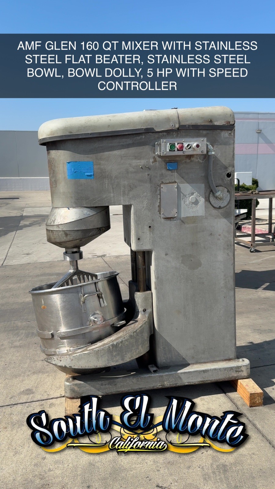160 QT PLANETARY AMF GLEN 160QT MIXER WITH STAINLESS STEEL FLAT BEATER AND BOWL