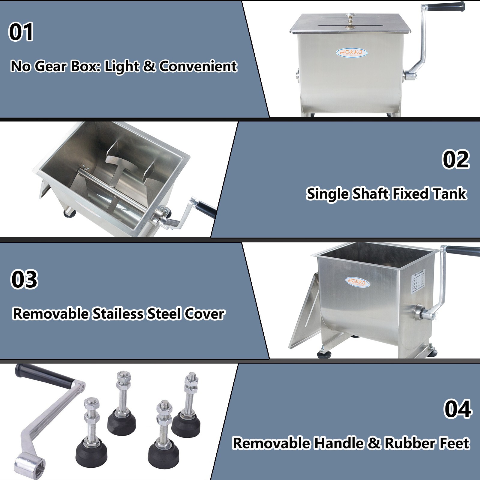Hakka 20lb 10L Capacity Tank Commercial Manual Meat Mixer Sausage Mixing Machine