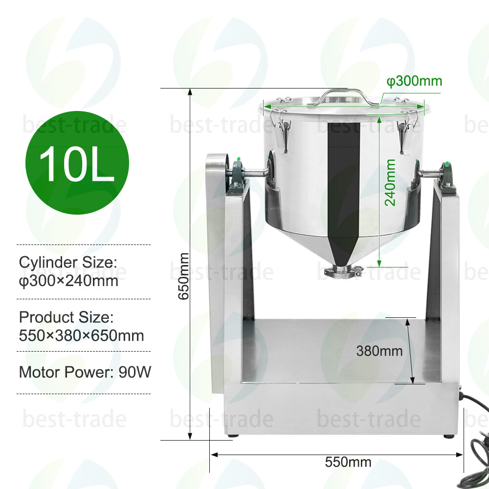 Lab Dry Powder Blender 10L 110V Electric Powder Mixer Dough Powder Drum