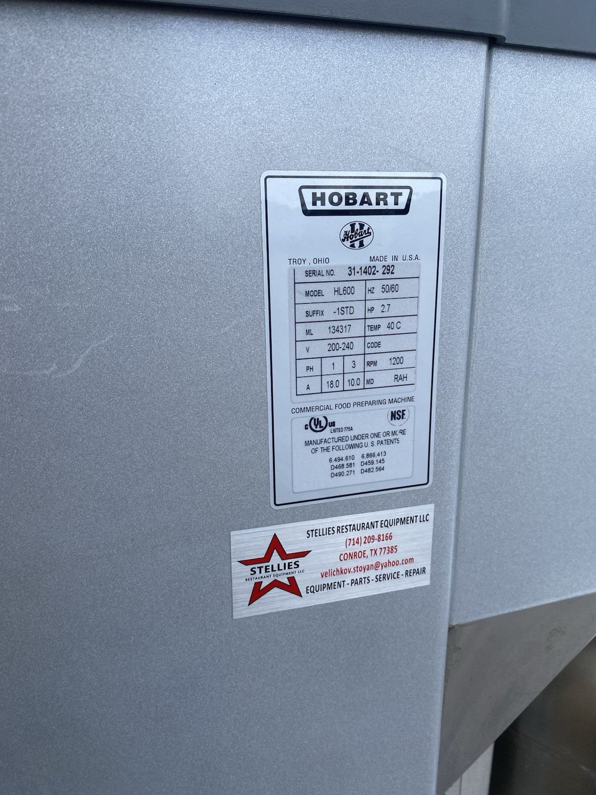Hobart Legacy HL600 60 QT. Mixer 1 or 3 phase, 200-240V READ DESCRIPTION