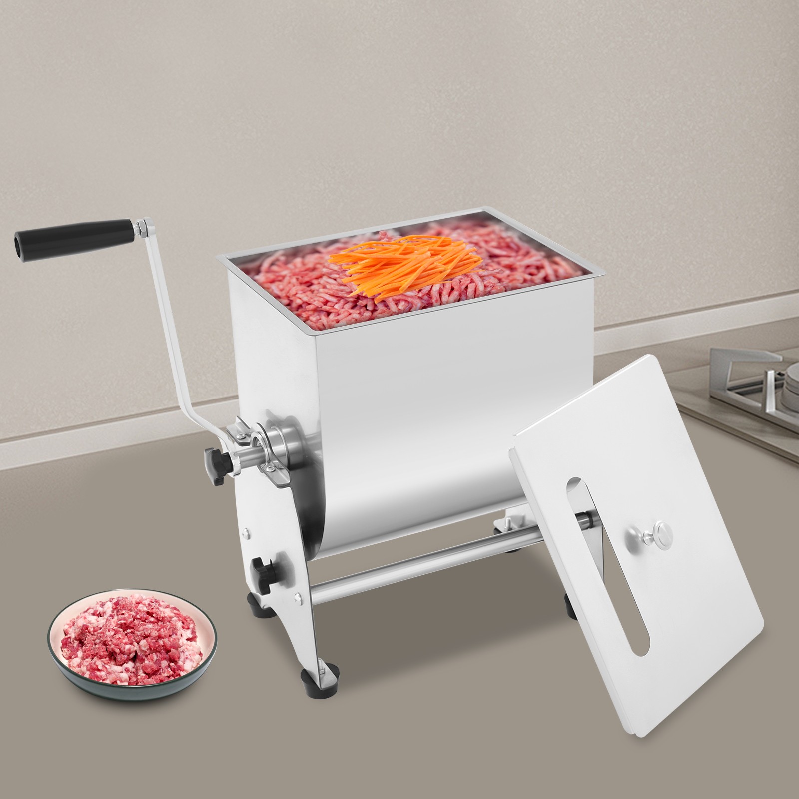 22LB 90° Tilt Manual Meat Mixer Hand Meat Sausage Mixer Machine Stainless Steel