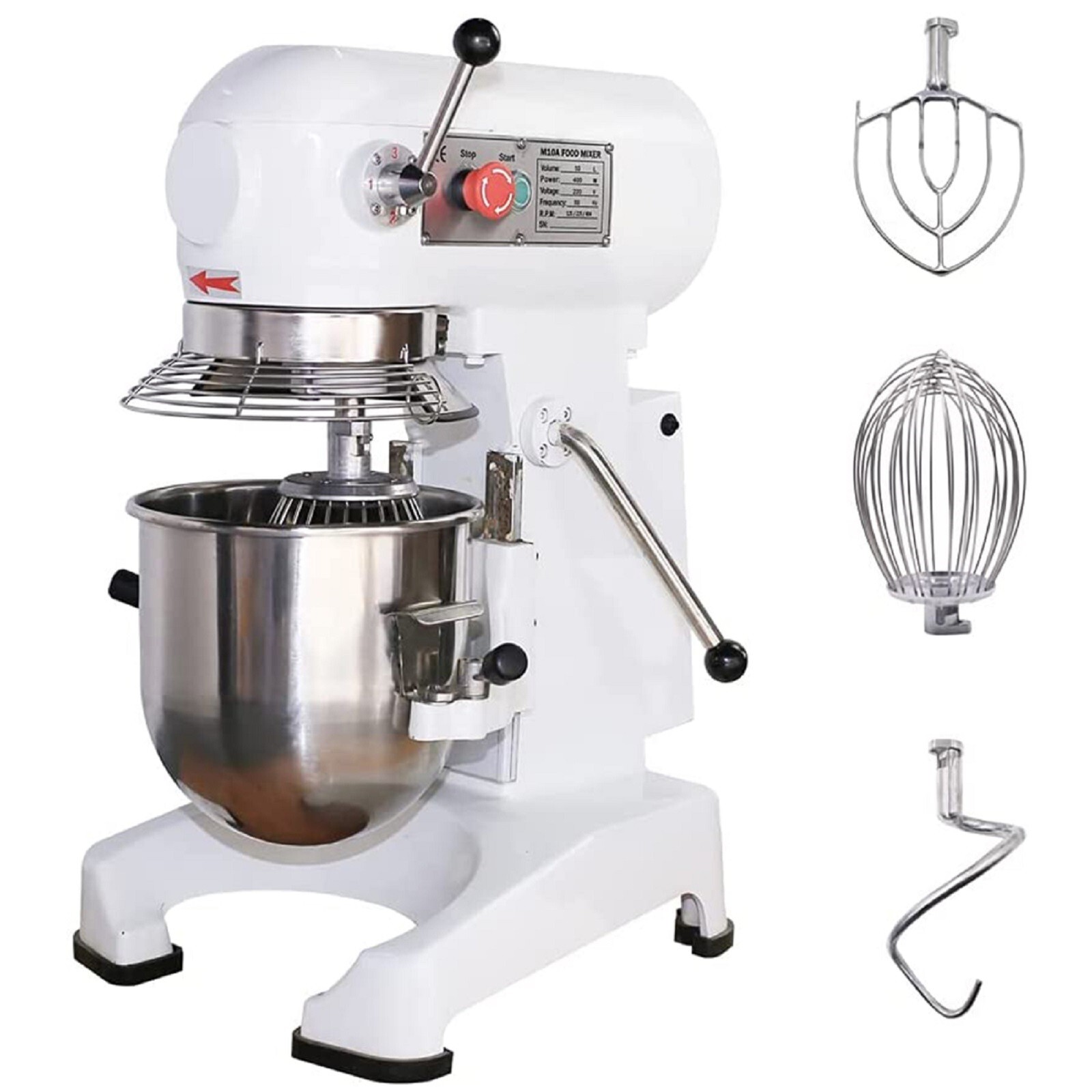 Hakka Commercial 10Qt Dough Food Mixer 500W 3 Speed Gear Driven Pizza Bakery