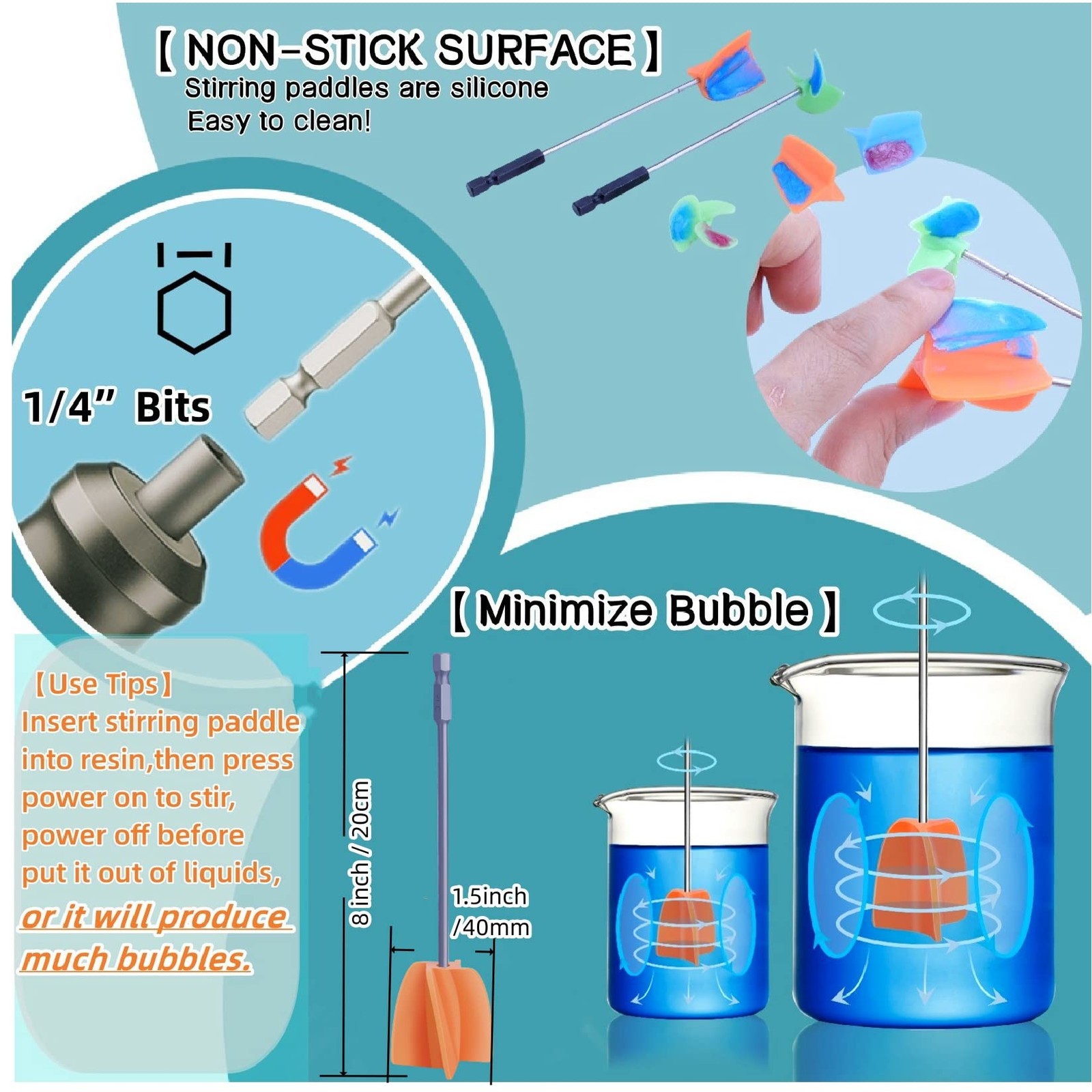 Silicone Resin Mixer Epoxy Paddles,Reusable Reusable Paint and Resin…