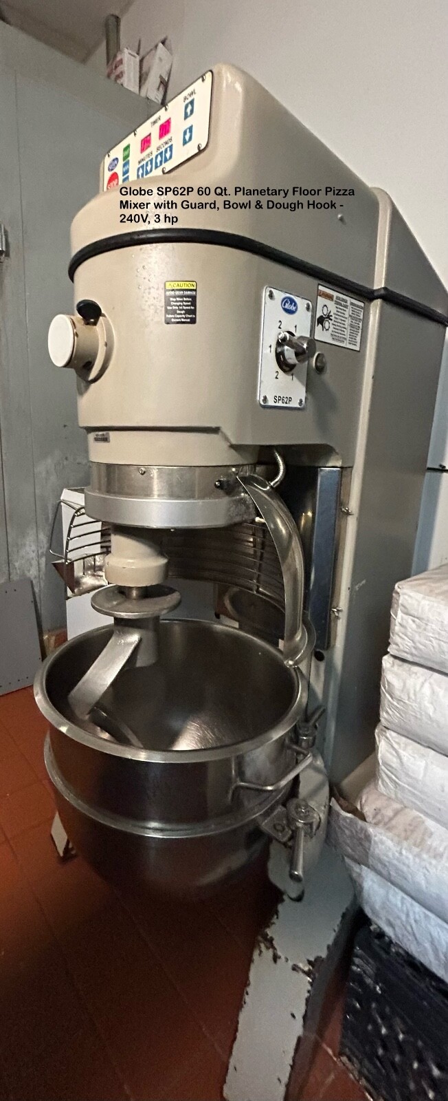Globe SP62P-4 60 Qt Planetary Mixer Commercial 4 Speed with #12 Hub 3 HP