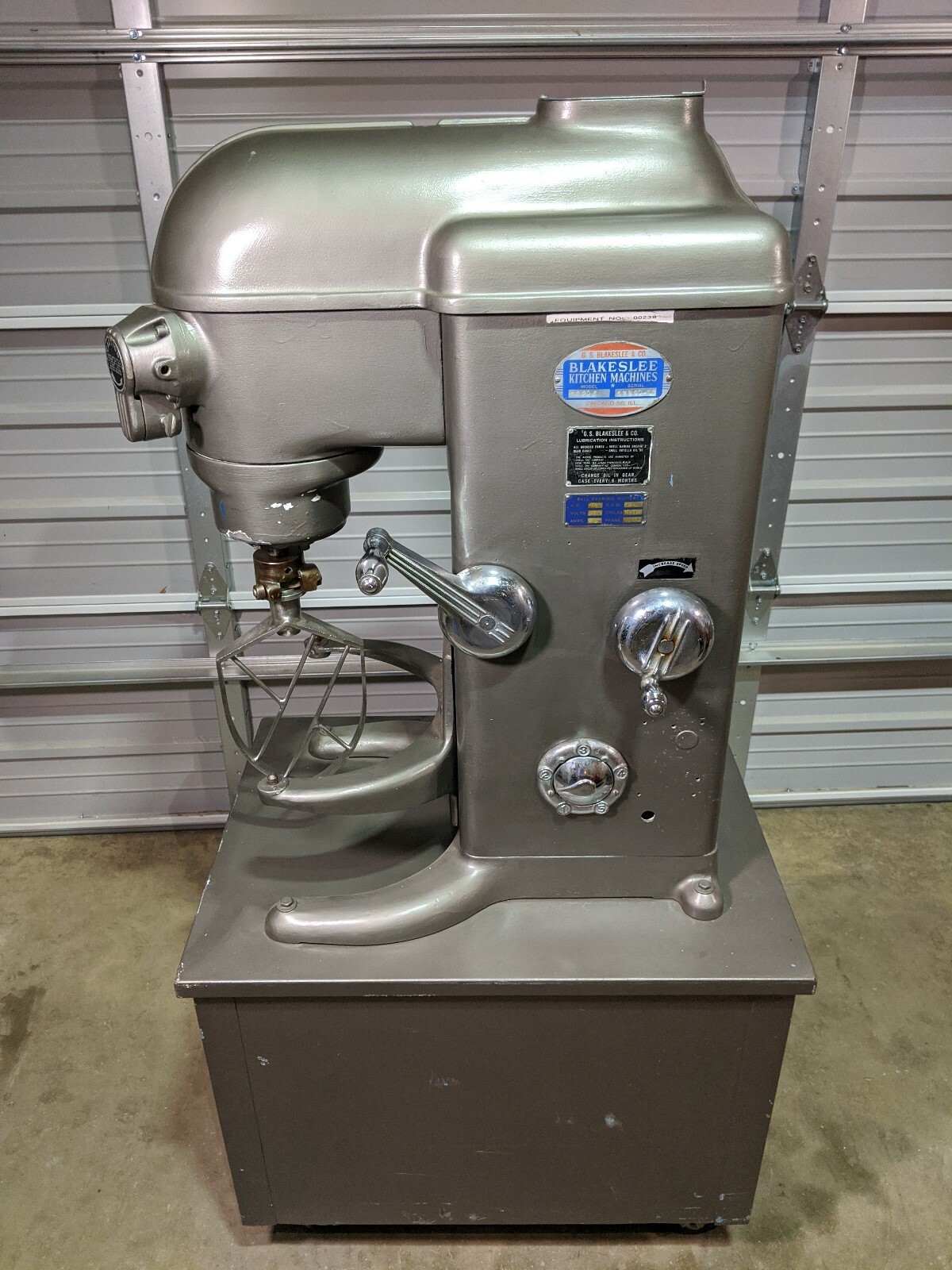 Blakeslee CC20S Planetary Mixer 20 Qt Cart Mount 5-Speed with Beater *w/o Bowl*