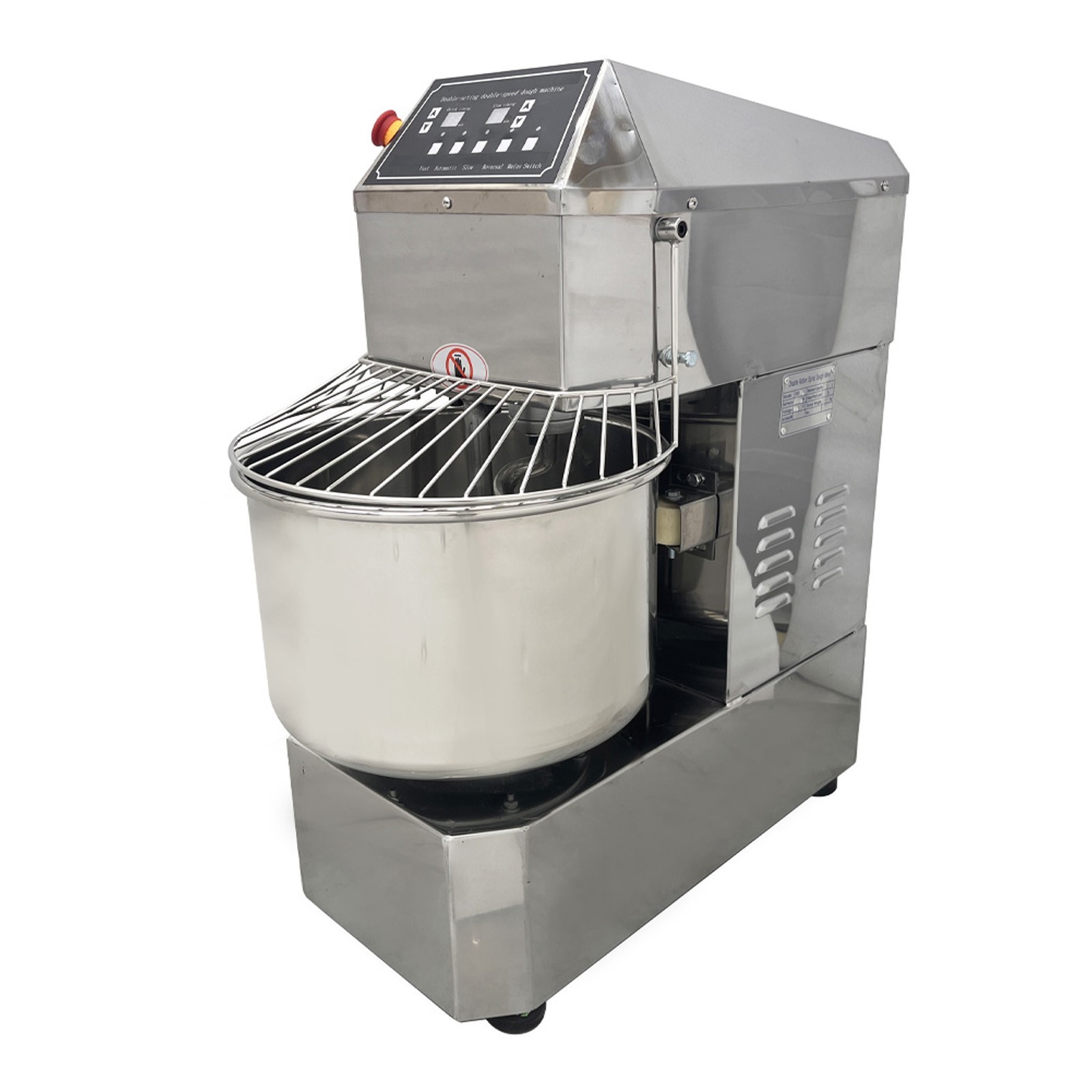 20L Dual Speed Dual Action Dough Mixer 110V Spiral Mixer Speed Time Adjustable