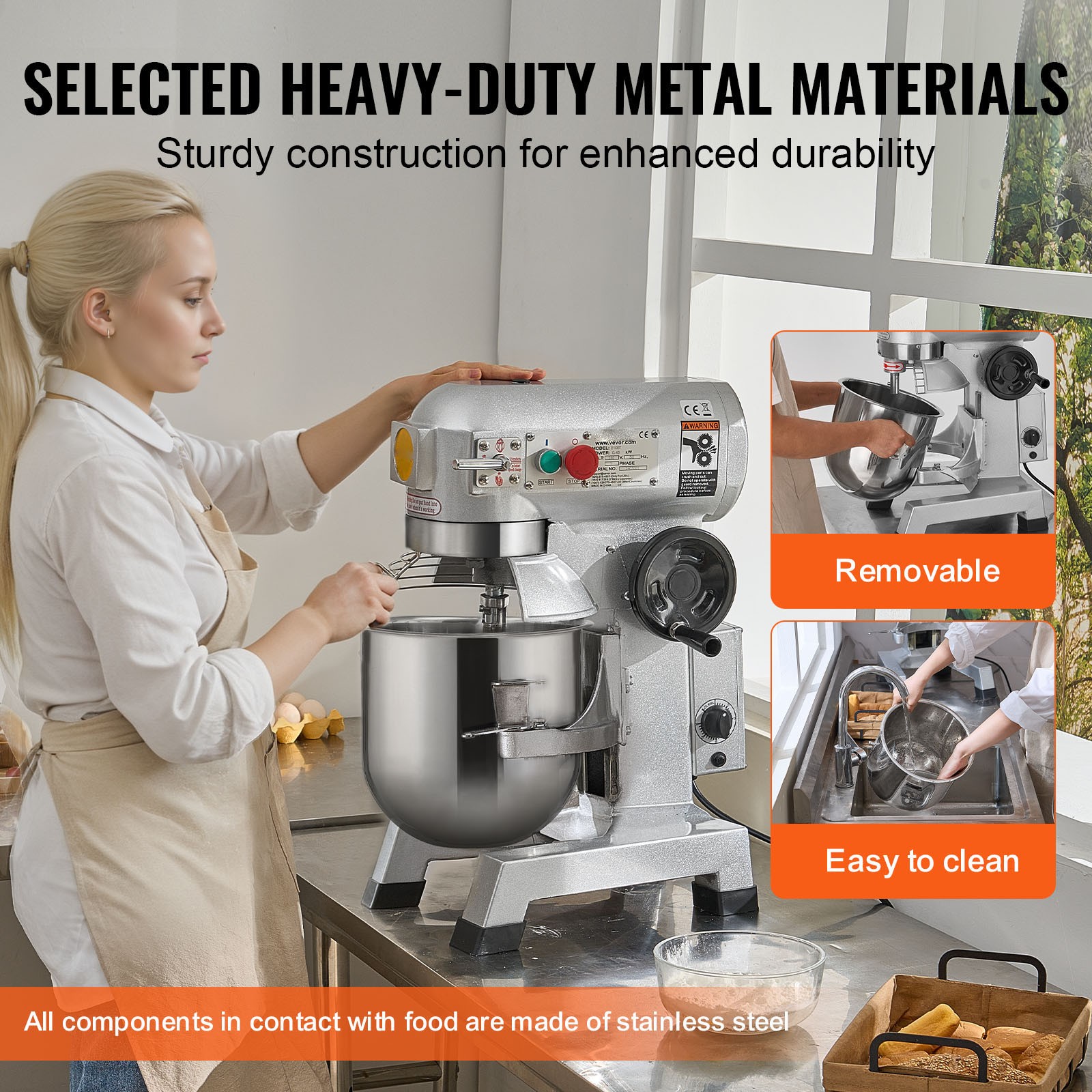 Uimoso 10Qt Commercial Electric Stand Mixer with 3 Speeds and 550W Power