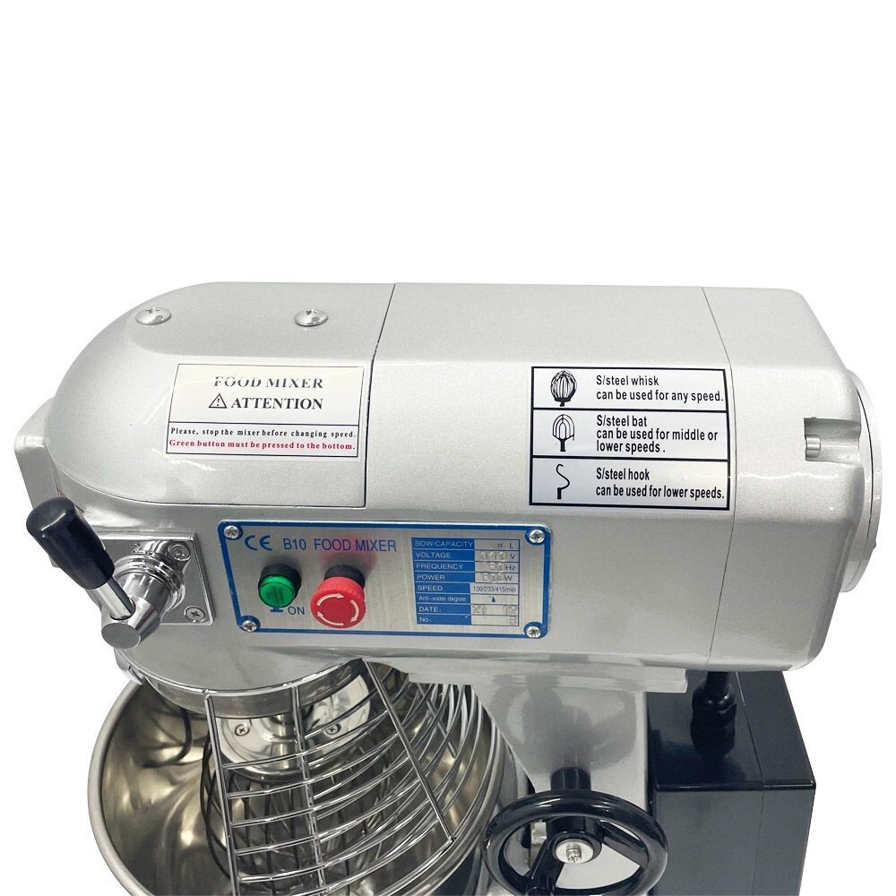 15L450W HeavyDuty Commercial Dough Food Mixer 3 Speed Gear Driven Bakery Blender