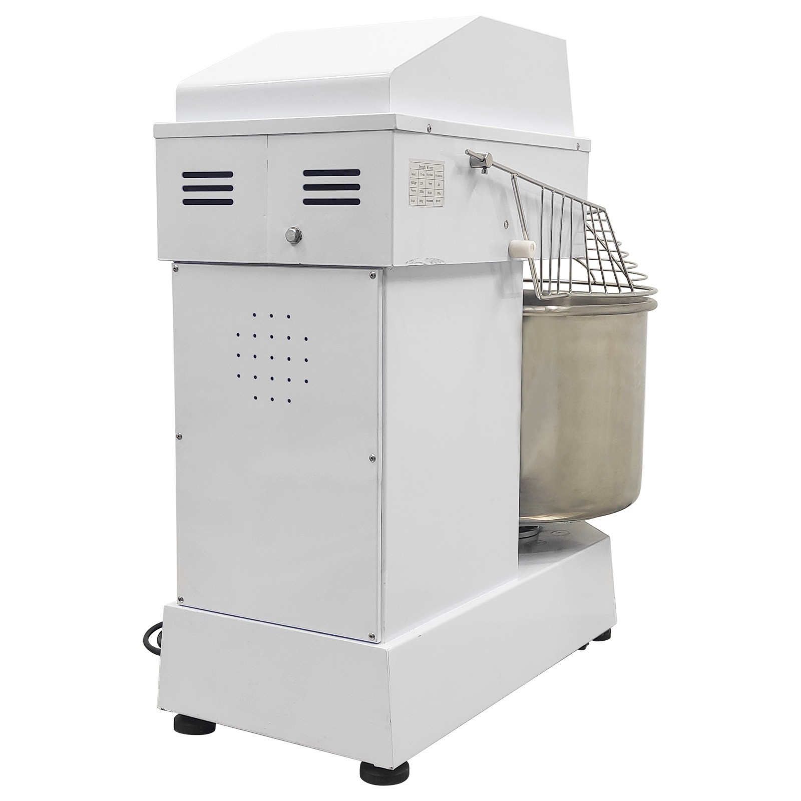 60L Silent Commercial Dual-Speed Dough Mixer w Dual-Action Arm & Bowl Rotation