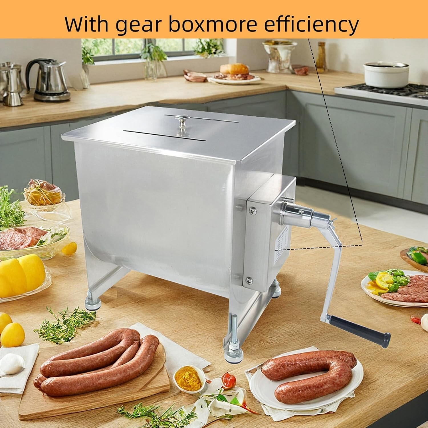 Clivia Manual Meat Mixer 60 Pound/30L Capacity Tank Commercial Food Processor