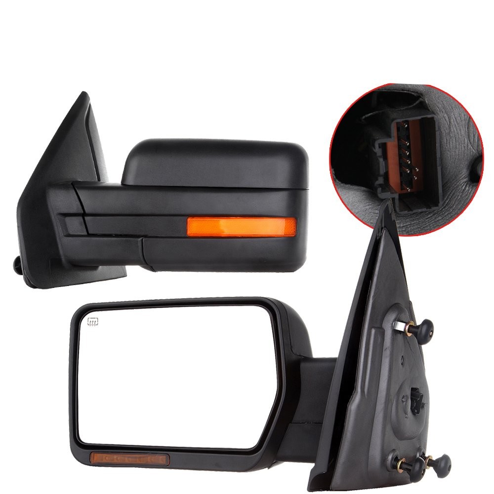 2007-2014 Ford F-150 Towing Mirrors Left Right Manual Black No Heat No Signal