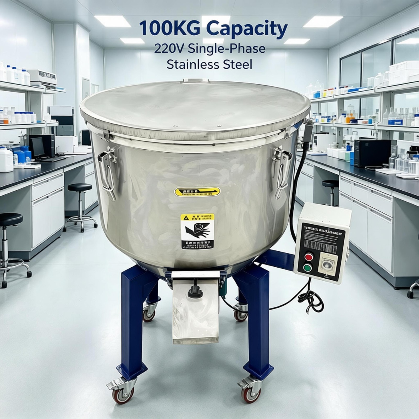 220V Industrial Blender Mixer Stainless Steel Vertical Color Mixer 1PH 100KG