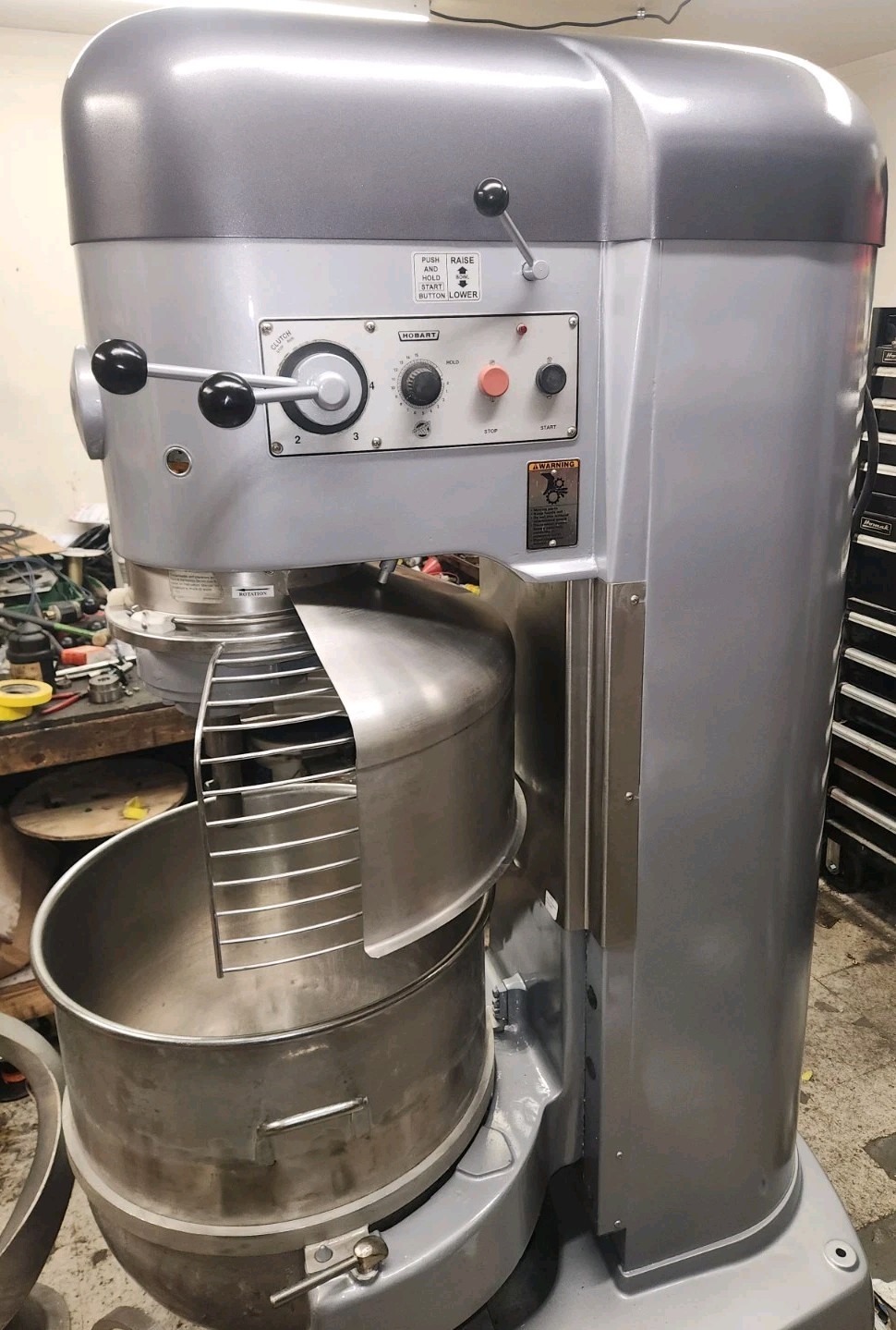 Late Model Hobart 140 Qt V-1401 MIXER 5 HP With Safety Cage