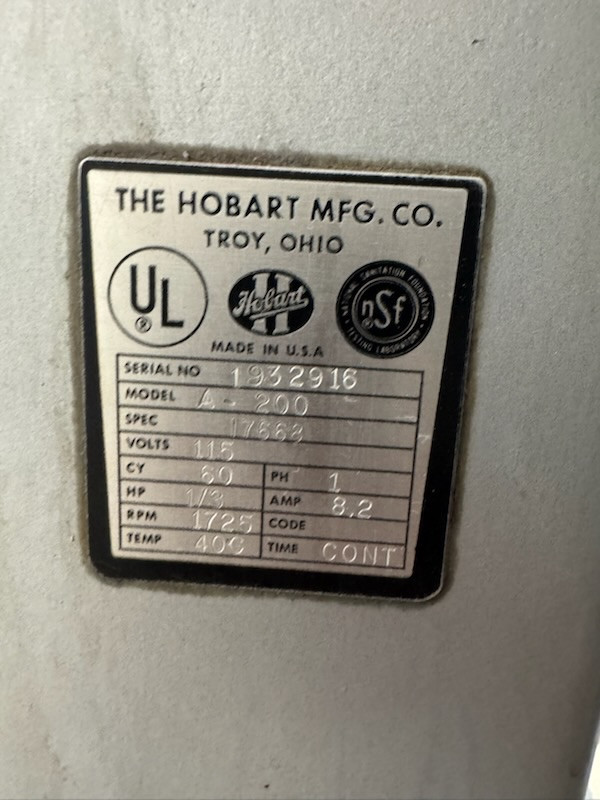 Hobart A200 Mixer 20 Quart, 3 Speed Commercial Mixer