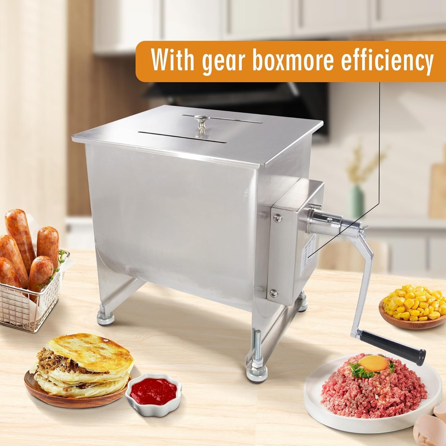 New Hakka 15L/30Lbs Meat Mixer Stainless Steel Hopper Commercial Food Mixer