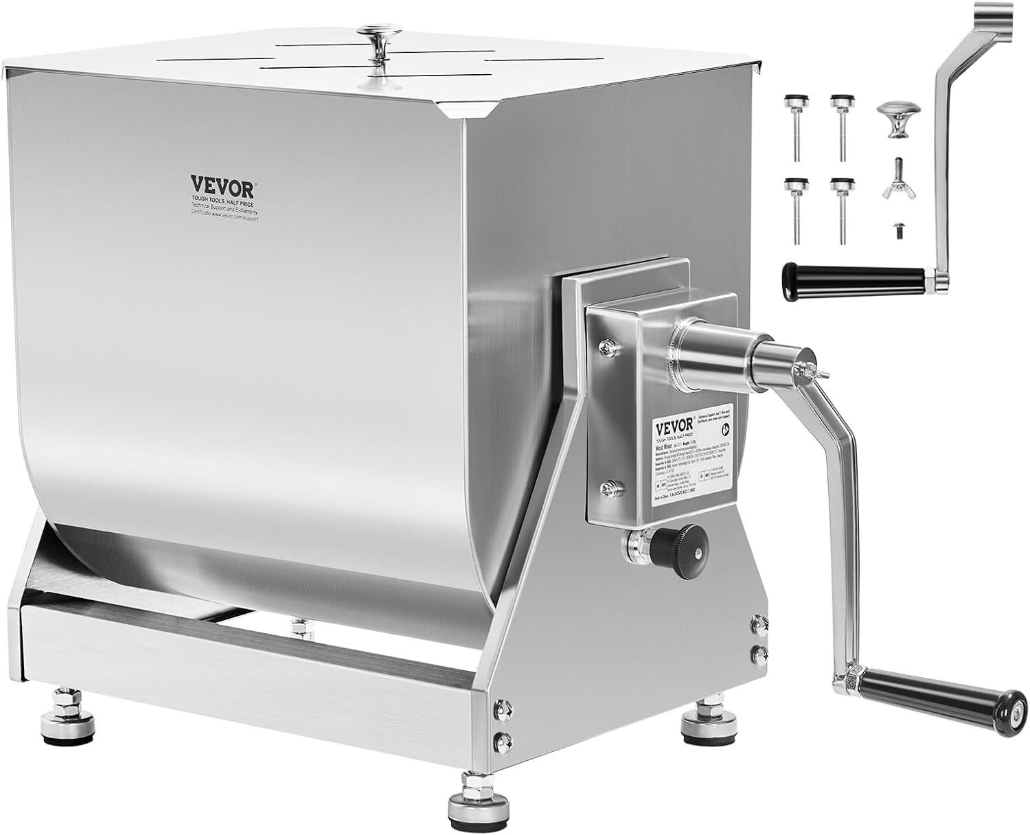 Manual Meat Mixer, 15 Pound Capacity Tilt Tank Meat Mixer, Stainless Steel Meat
