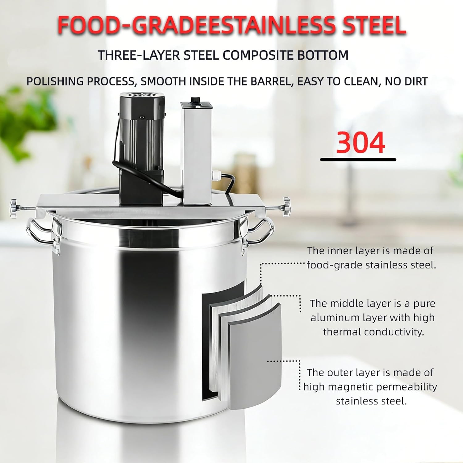 250W Automatic Food Mixer 110V Hot Pot Bottom Soup Stirrer Cooking Machine 15.7″