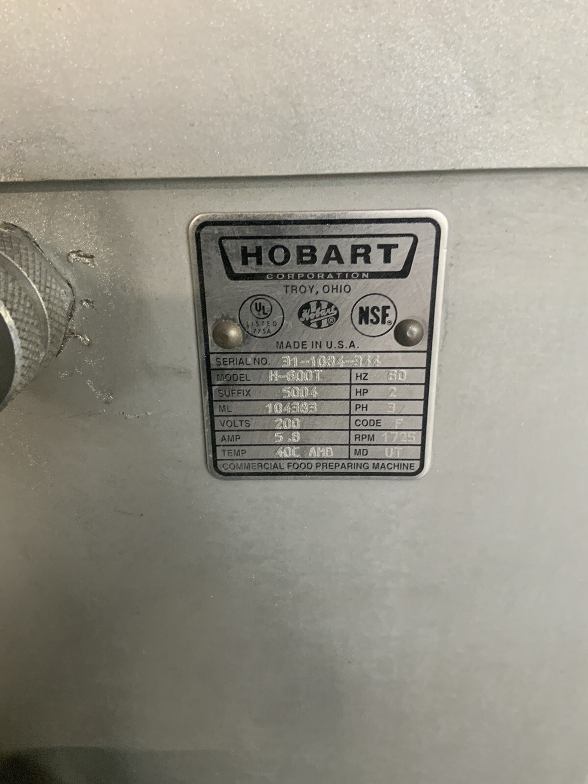Hobart 60qt Dough mixer H600T Pizza Bakery Donut restaurant bowl guard