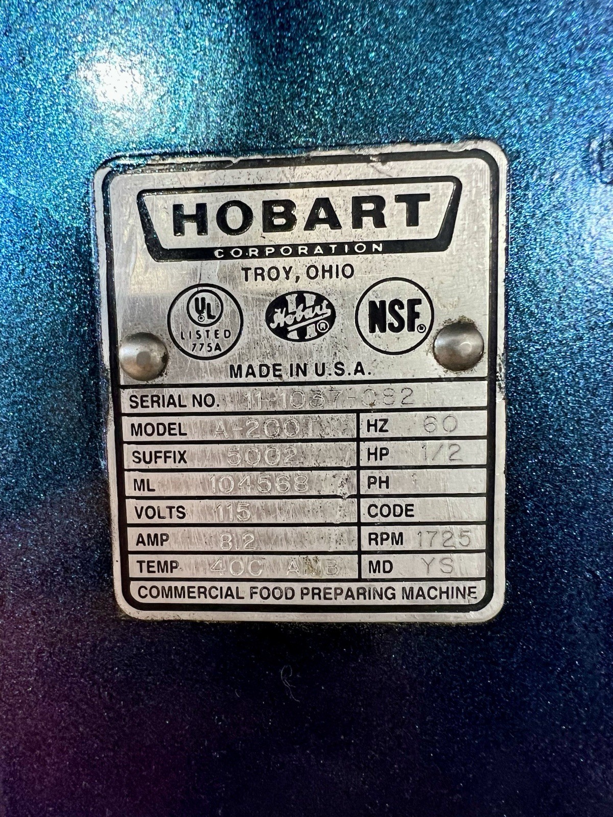 Hobart A200T 20 Quart Qt Mixer With Bowl And 2 Tools