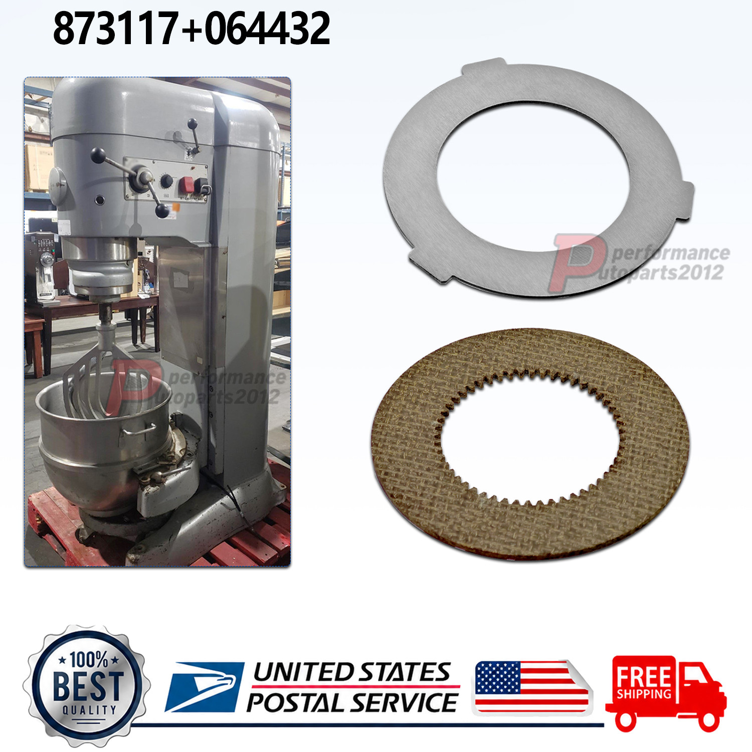 2PCS Clutch Disc Kit fits for Hobart Mixer M802 80qt set 1pc 873117 & 1pc 064432
