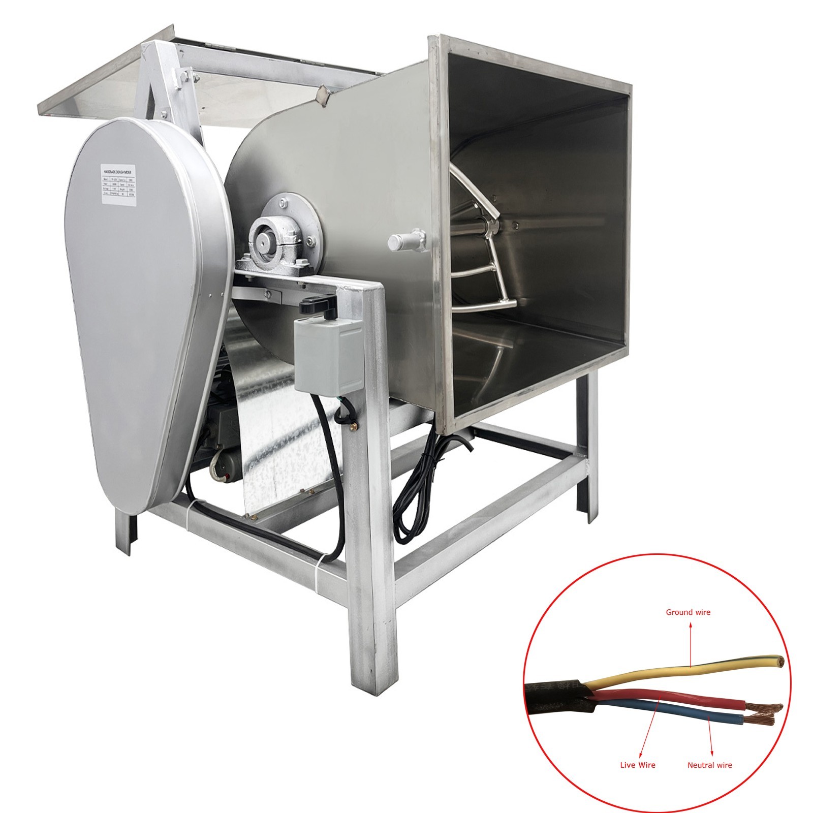 110V Electric Spiral Flour Mixing Machine 50KG/110LB Meat Filling Mixer No Plug