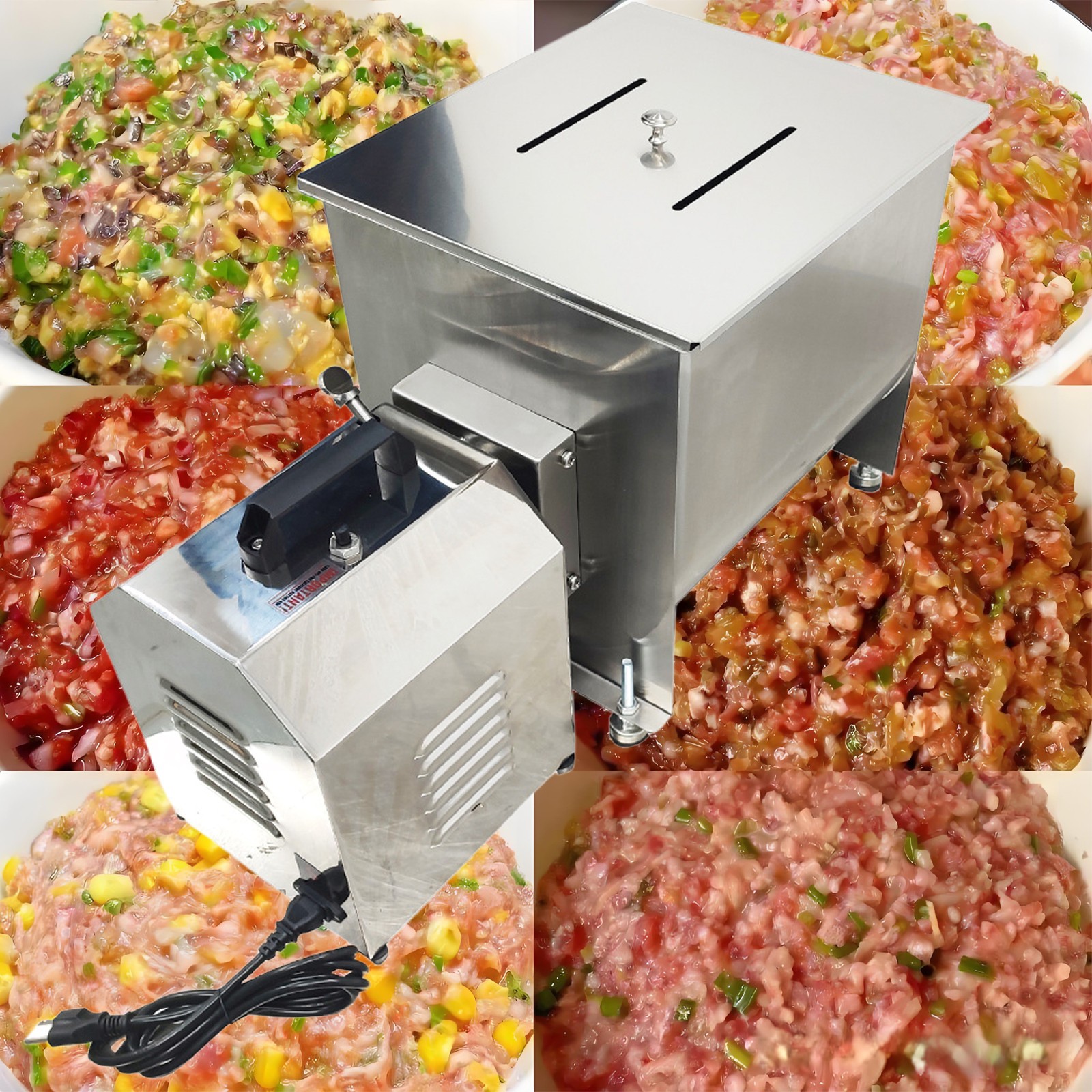 110V Stainless Steel Electric Stuffing Mixer 25-35QT Electric/Manual Meat Mixer