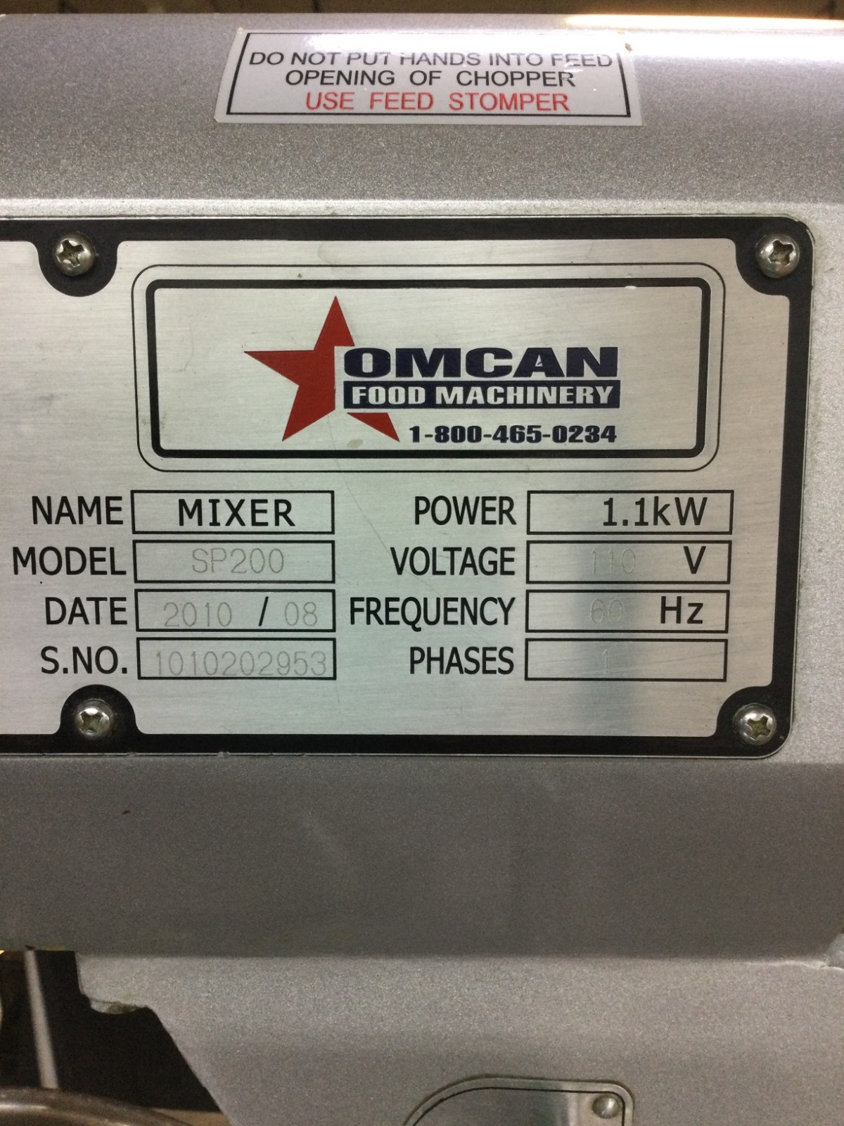 Omcan SP200 20Qt Dough Mixer With 3 Attachments