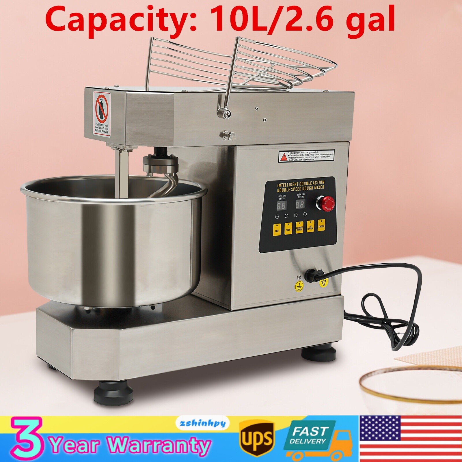 Commercial Dough Mixer 360° Mixing Dough Kneading Machine spiral stirring rod