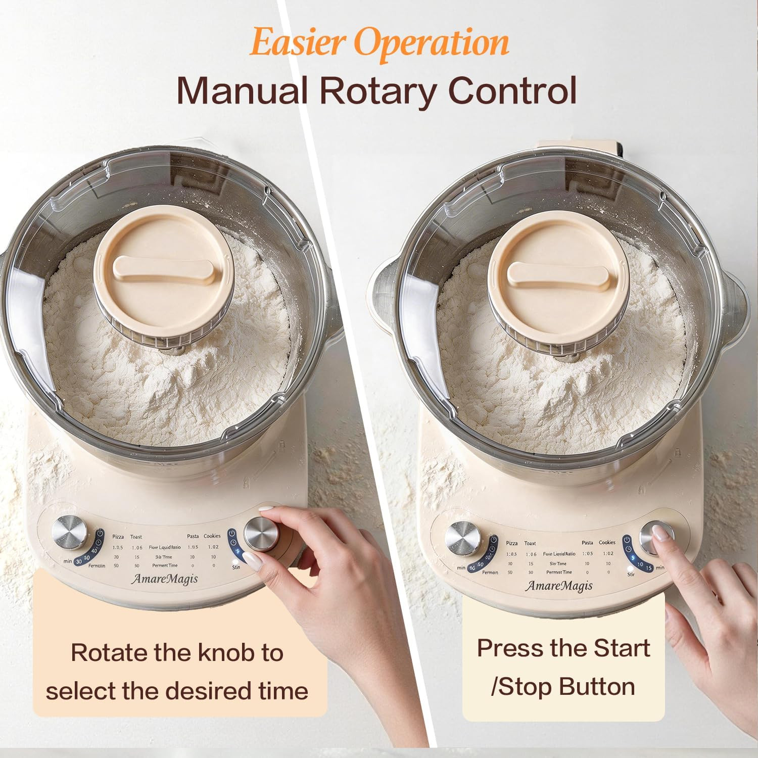 7.4QT Electric Dough Mixer with Timer & Fermentation, Dough Kneader Machine for