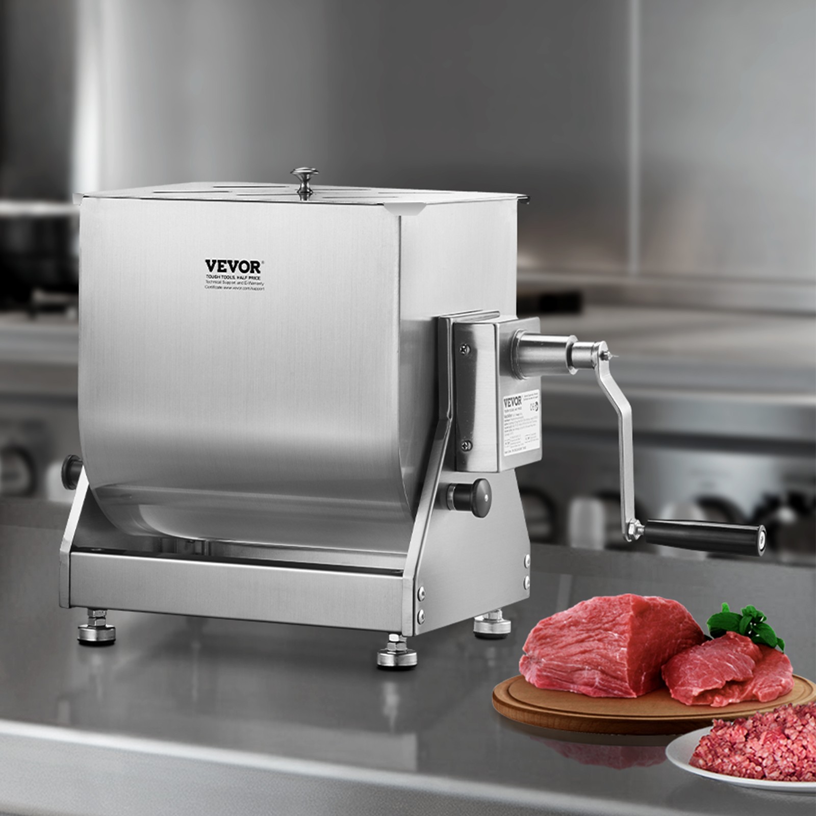 VEVOR Manual Meat Mixer Tilt Tank Mixing Max 30LB for Meat Sausage Mixer