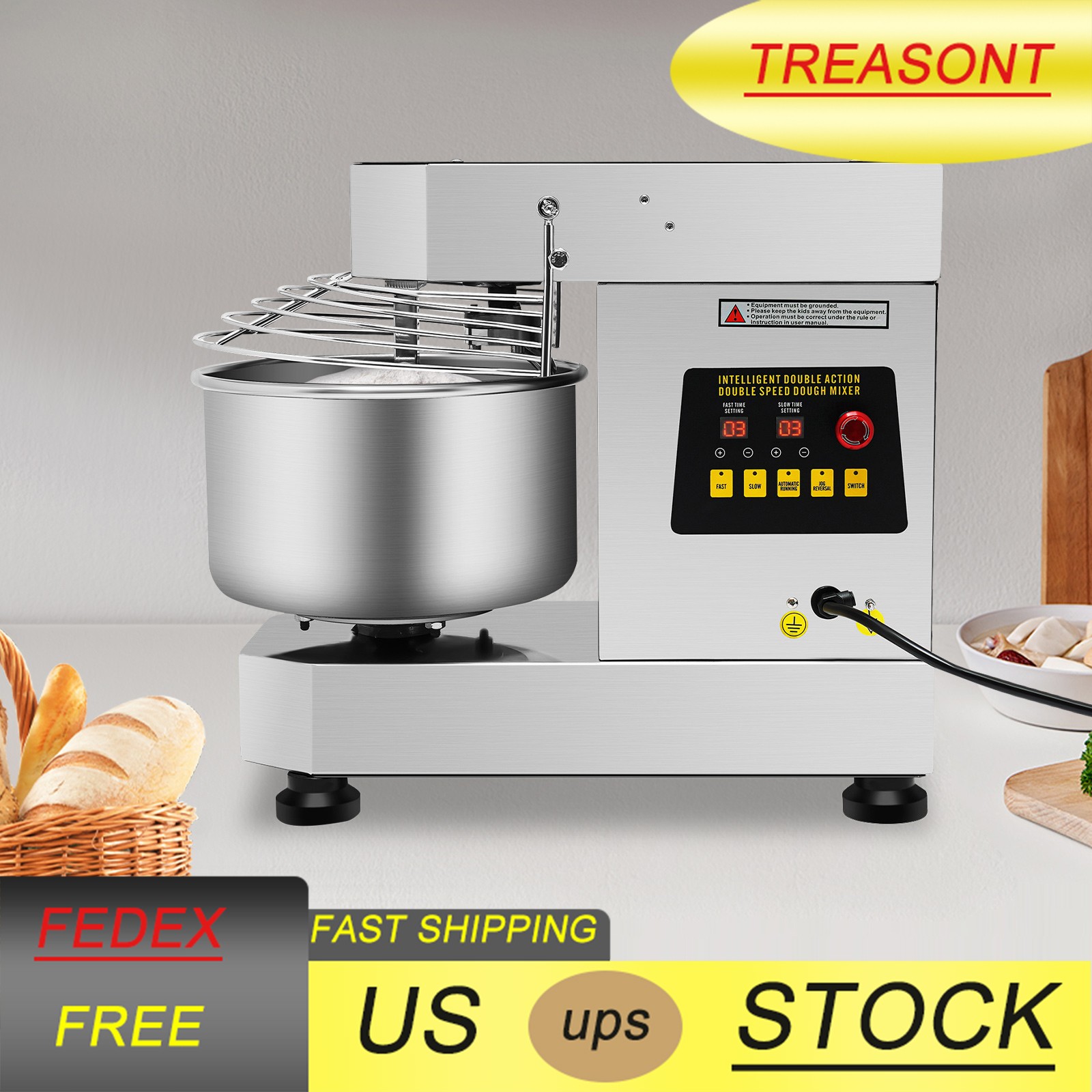 Commercial Flour Mixer Doughmaker kitchen Electric Dough Kneading Machine 110V