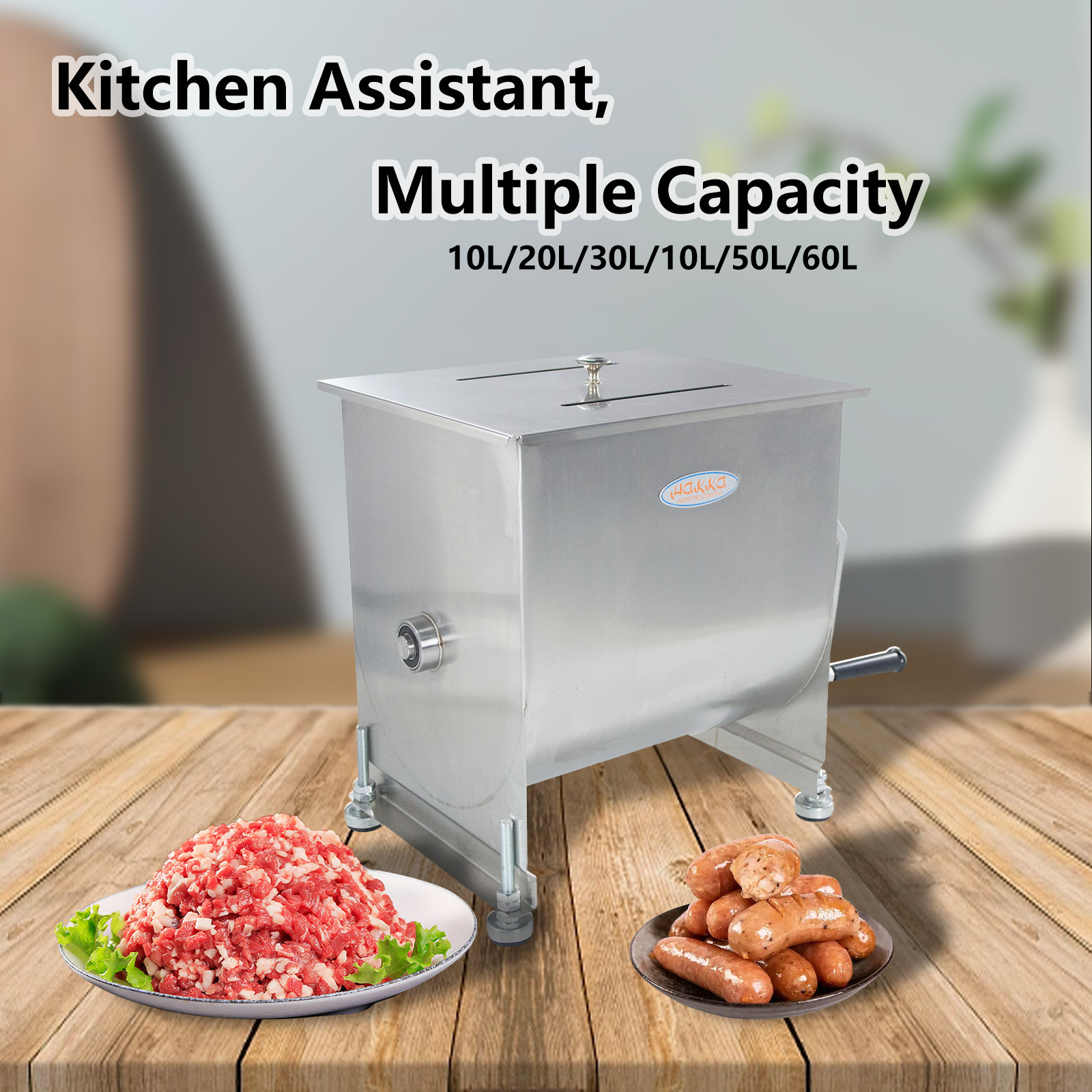 Hakka 30lbs 15L Meat Mixer Stainless Steel Hopper Food Mixer Machine