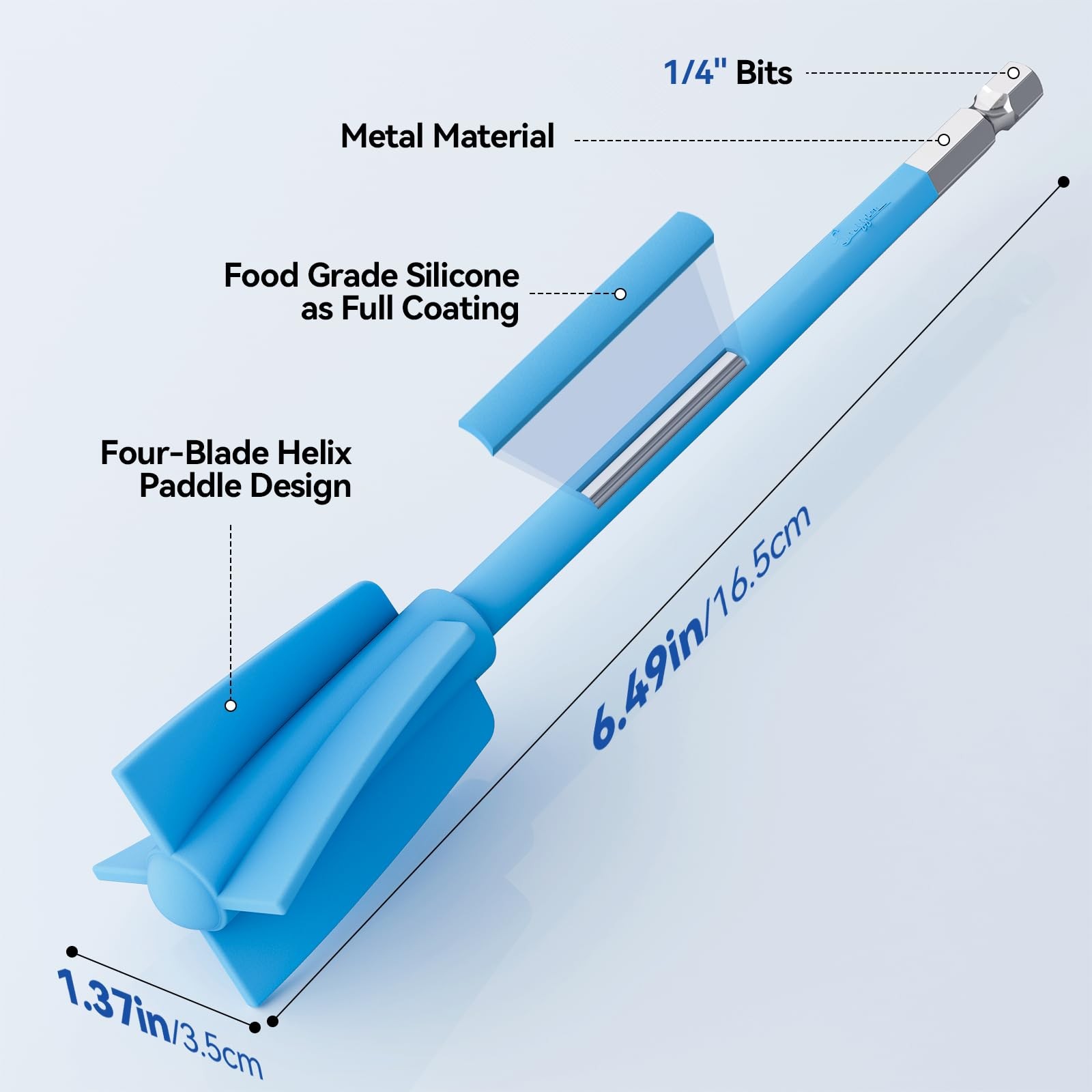 Suzzam Silicone Resin Mixer Paddles, 4 pcs Epoxy Silicone-4PCS, Blue