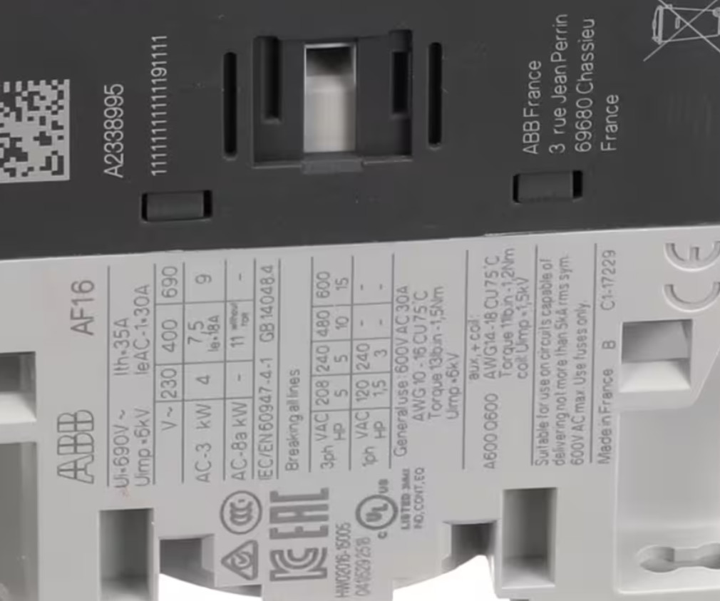 Univex AF16-30-10-13, A2338995, Contactor, 208-230V, 50/60HZ, 1 Phase, Mixer