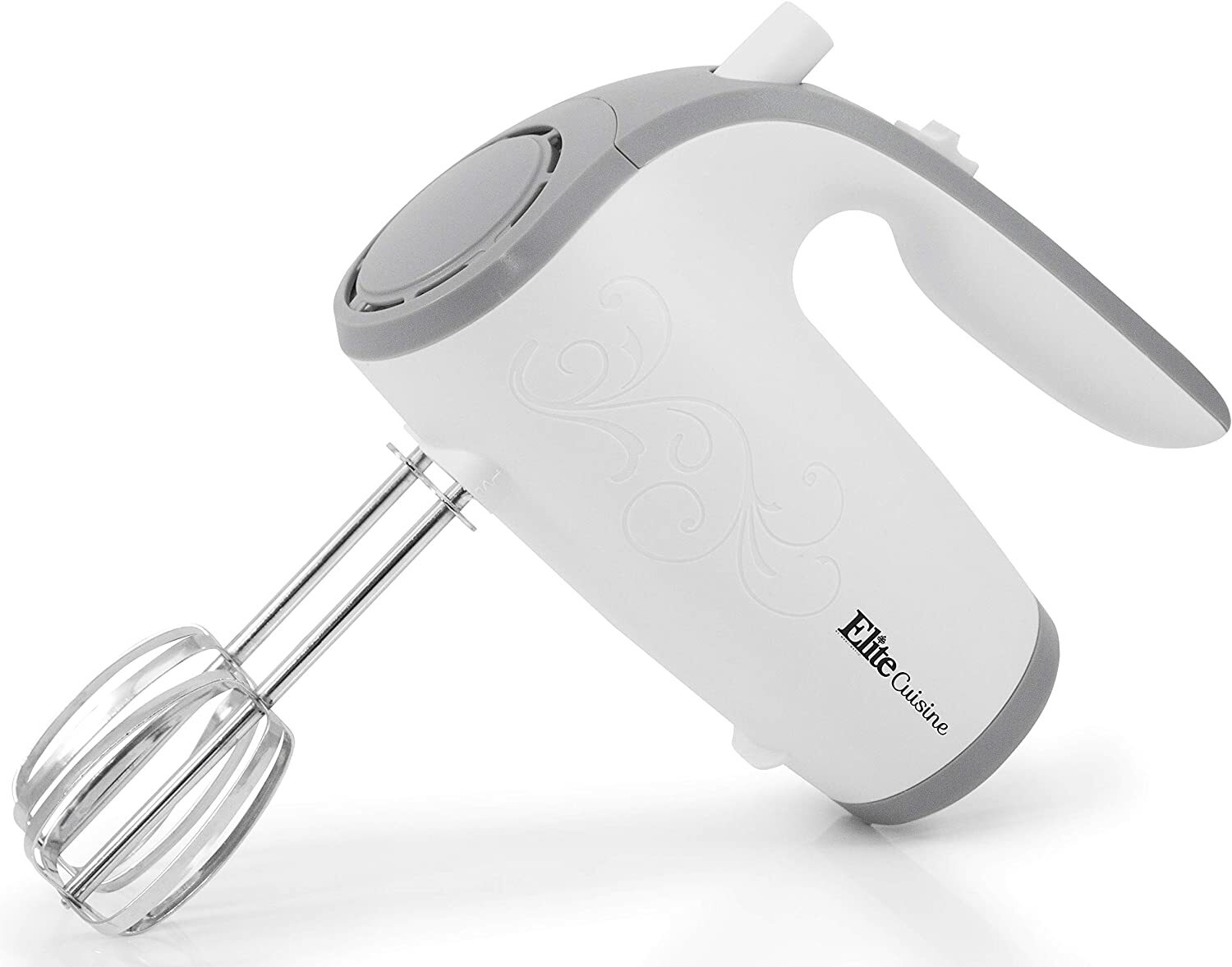 Elite Gourmet EHM-003X Ultra Power Electric 5-Speed Kitchen Hand Mixer, White