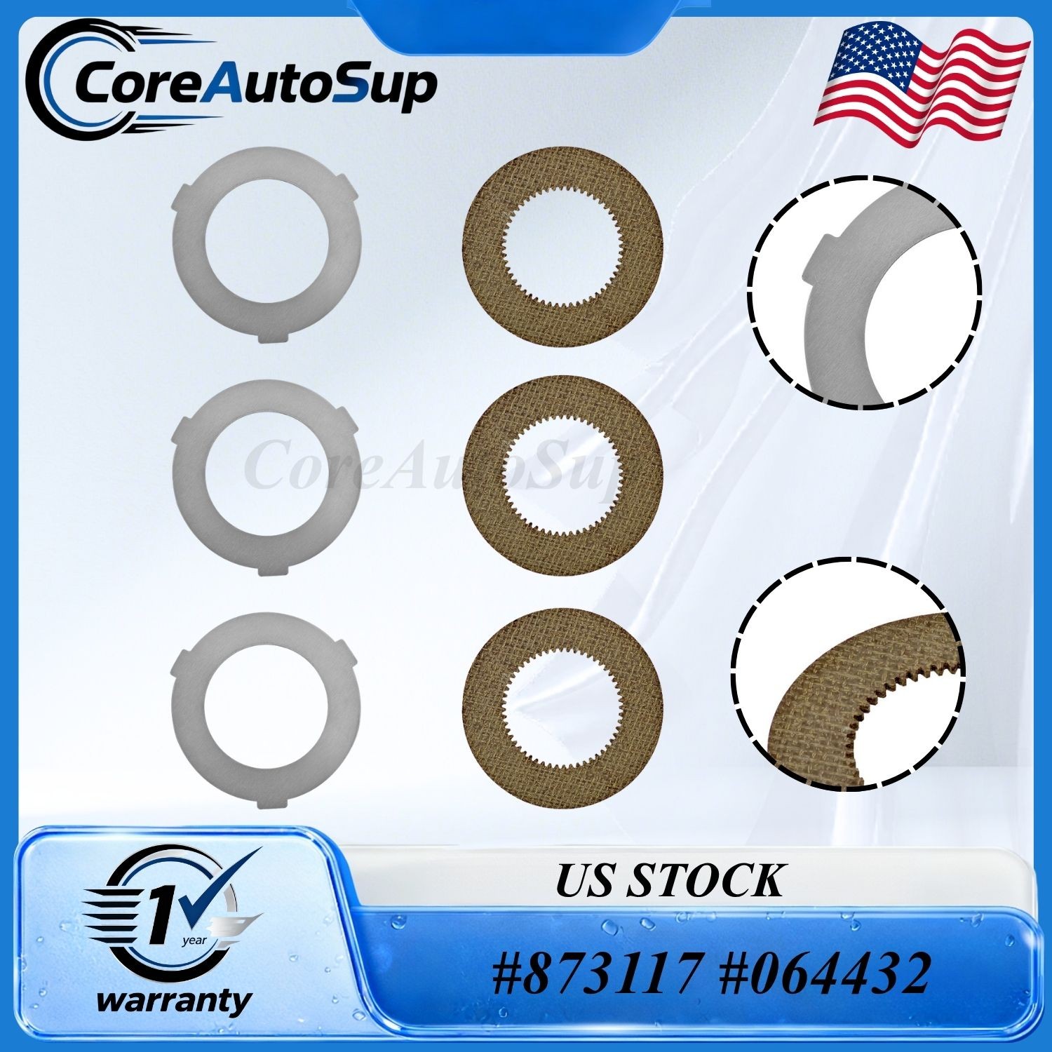 For Hobart Mixer M802 & V1401 873117 064432 6PCS Inner+Outer Clutch Disc Kit