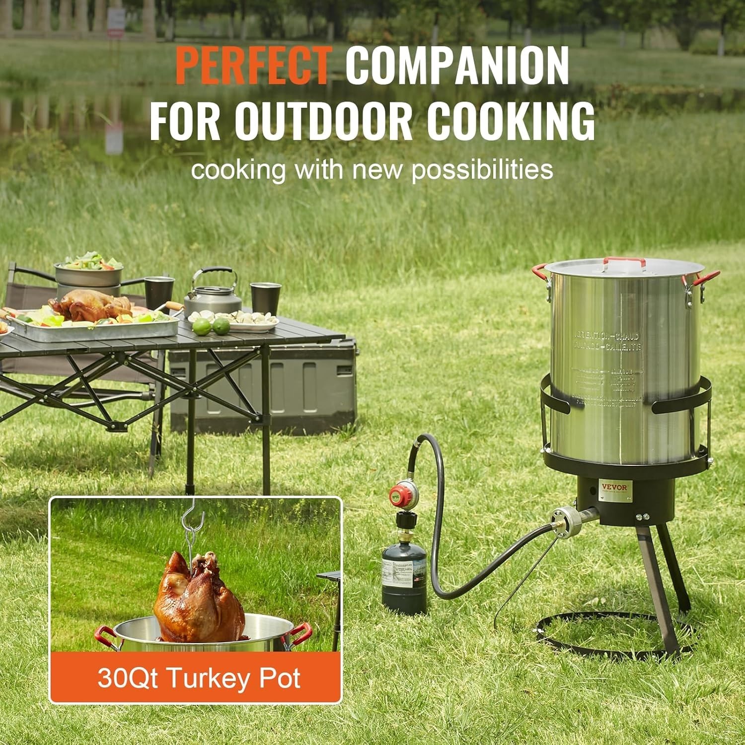 Complete 30 Quart Seafood Boiling Kit and Turkey Fryer with BPA Free Accessories