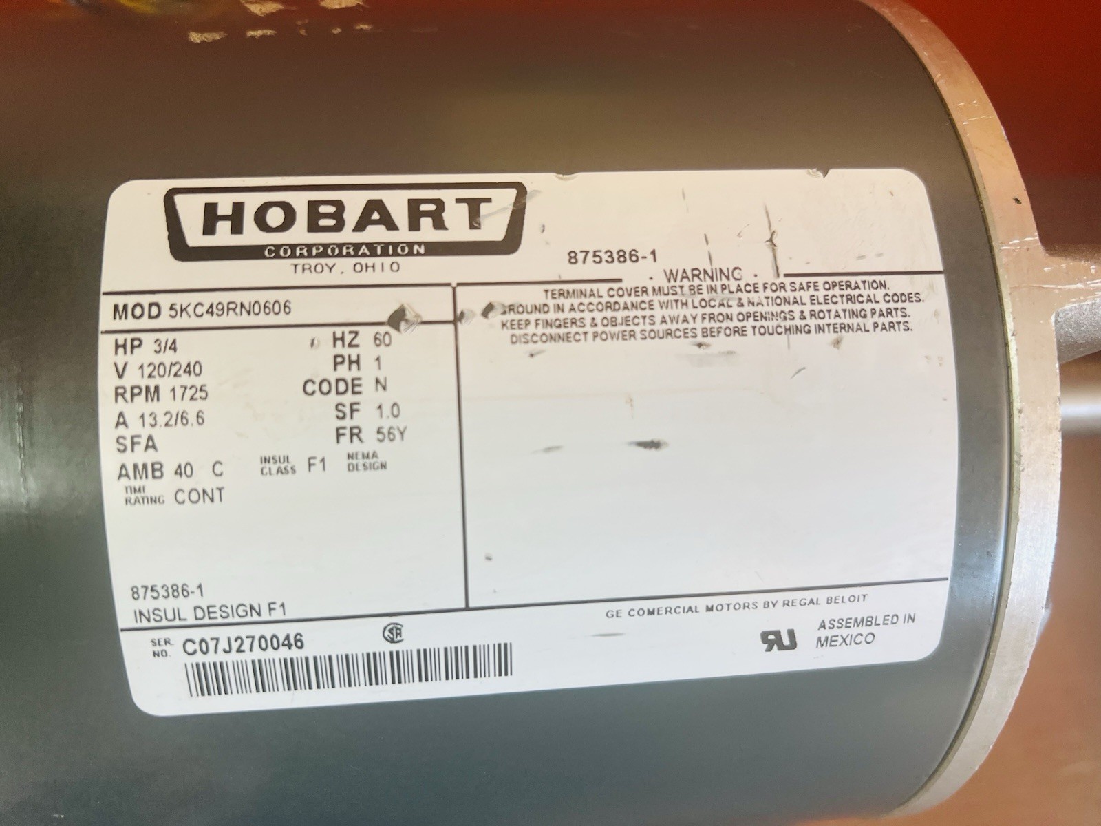 Hobart D300 30-Quart Mixer Motor