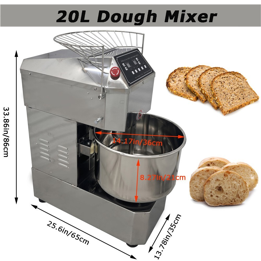 20L Stainless steel Double Action Double Speed Dough Mixer 110V Speed Time Set