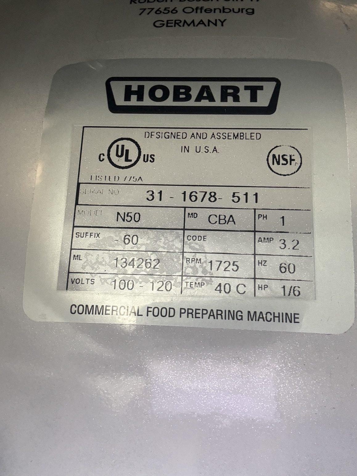 2024 HOBART N50 5QT. DOUGH MIXER W/ BOWL, WHISK AND HOOK ATTACHMENT