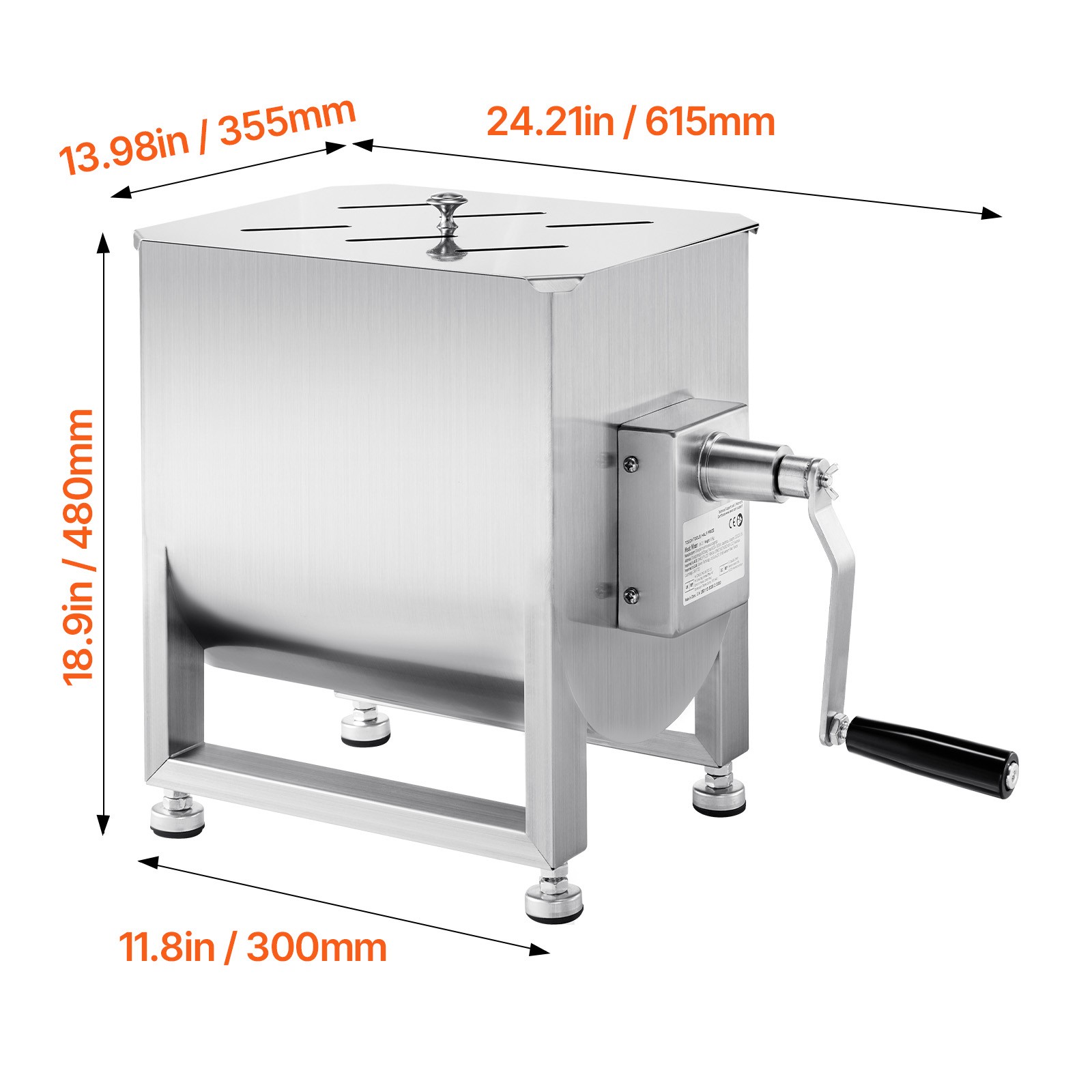Commercial Manual Meat Mixer 60LB Meat Sausage Hand Mixing Machine Stainless