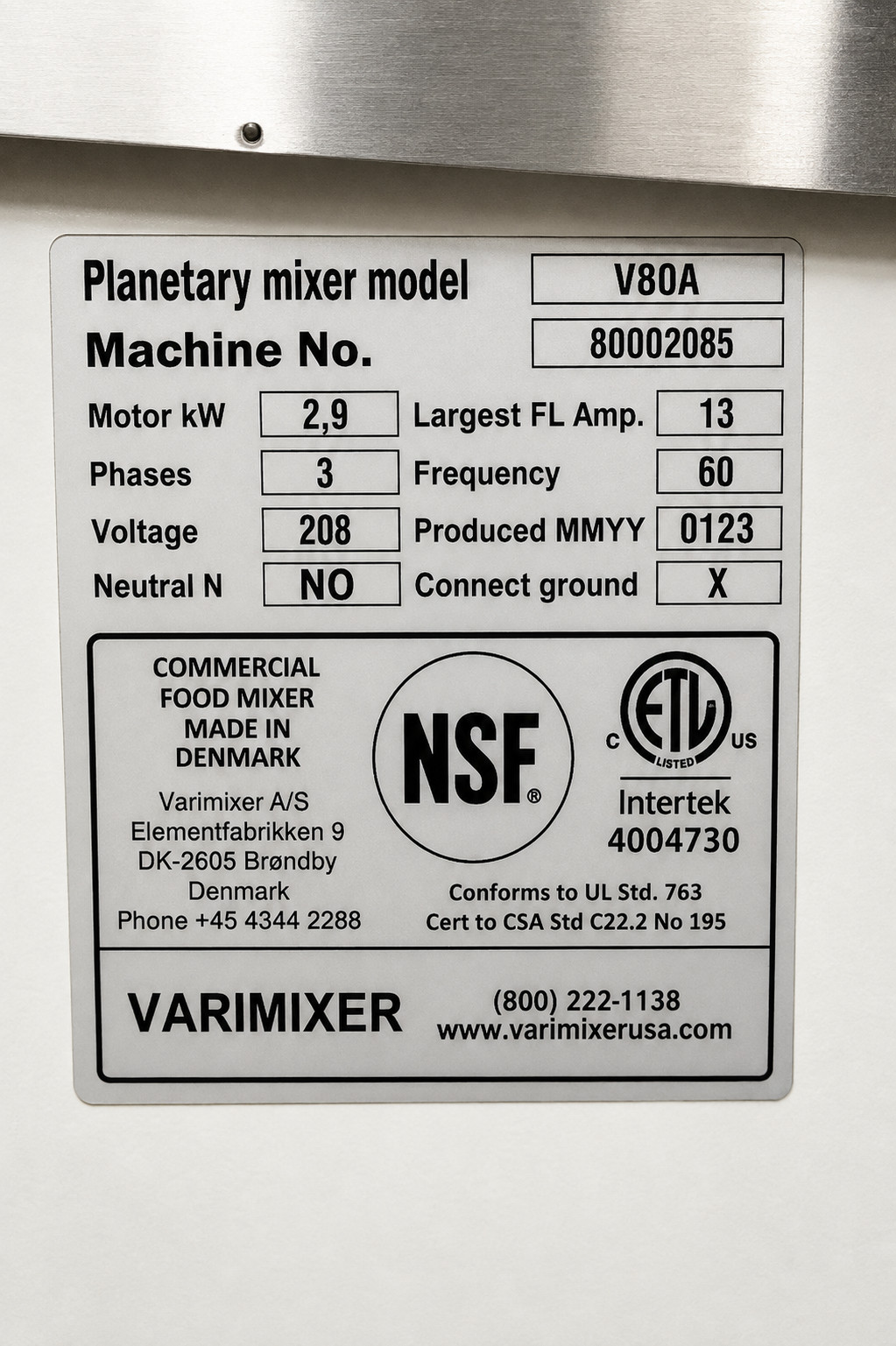 2023 Varimixer V80A 80 Qt Bakery Mixer | Commercial Dough Mixer | 208V 3-Phase