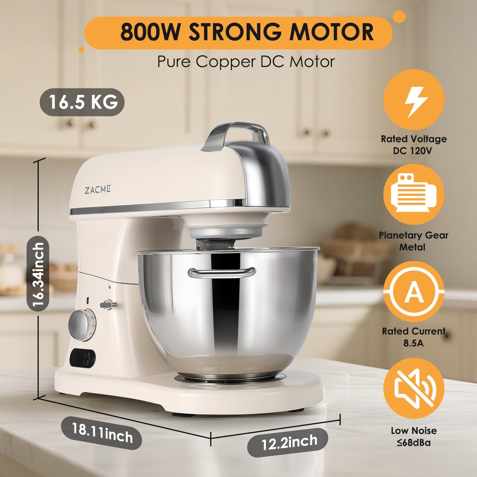 8.4QT Commercial Stand Mixer 800W with Aluminum Die Casting Meets the Standard