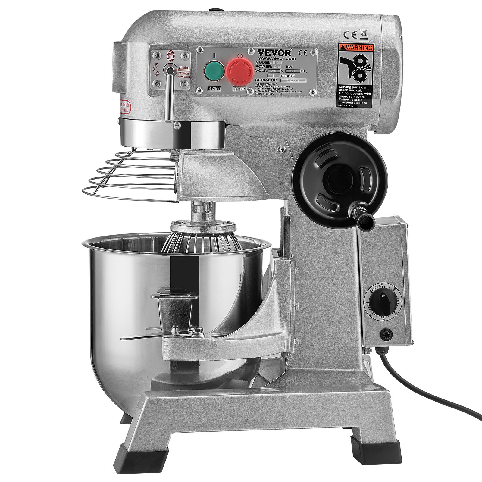VEVOR Commercial Electric Food Mixer Stand Mixer 30Qt Dough Mixer 3 Speeds 1100W