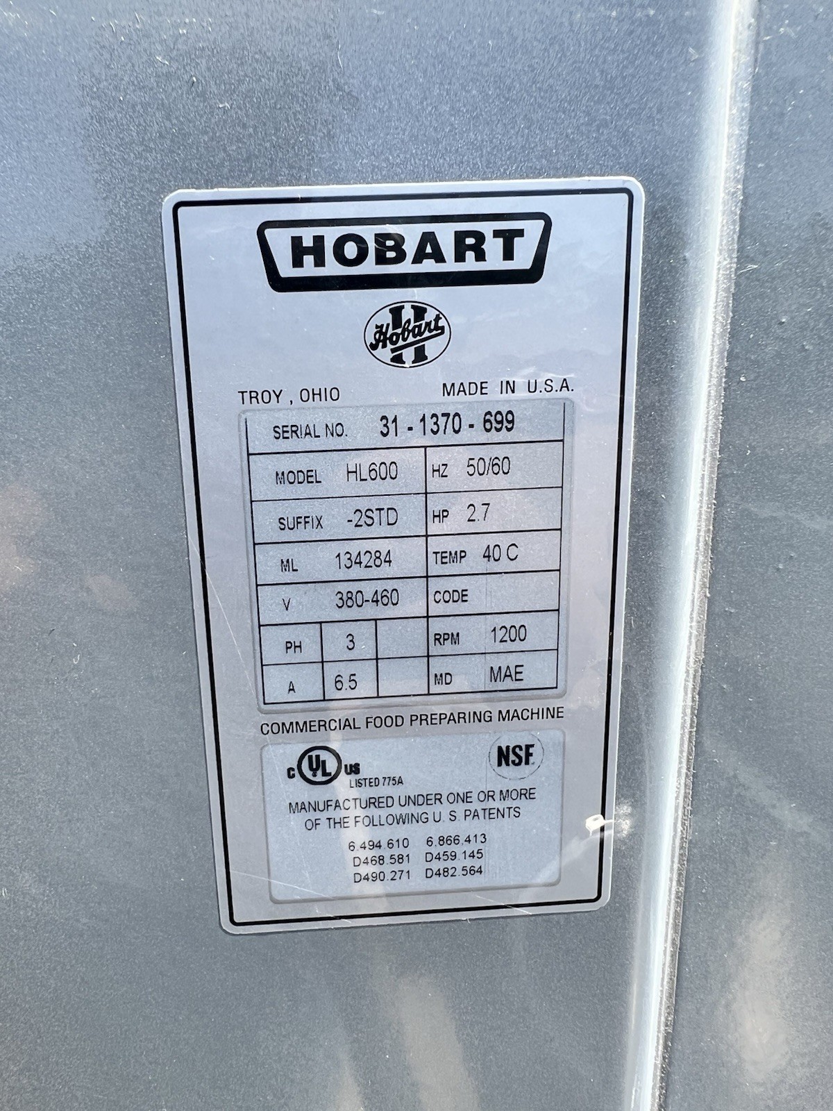 Hobart Legacy 60 qt Mixer HL600 Dough Mixer