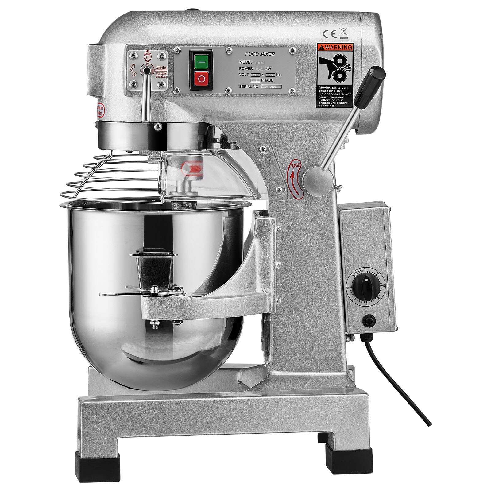 VEVOR Commercial Dough Mixer 20QT 3-Speed Stand Food Mixer 1100W for Restaurant