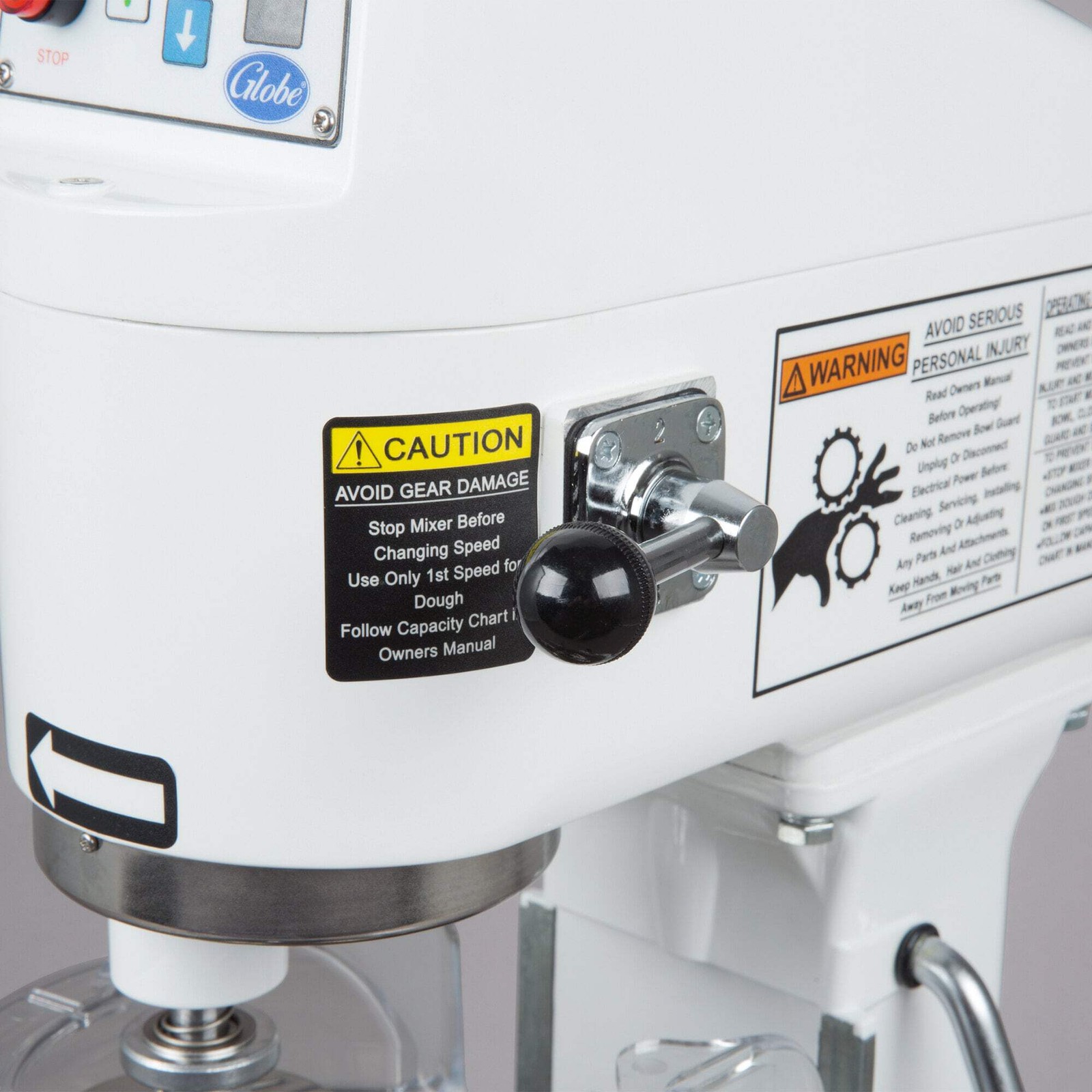Globe 8 Qt. Bowl Lift Countertop Mixer with Guard & Standard Accessories, 1/4 hp