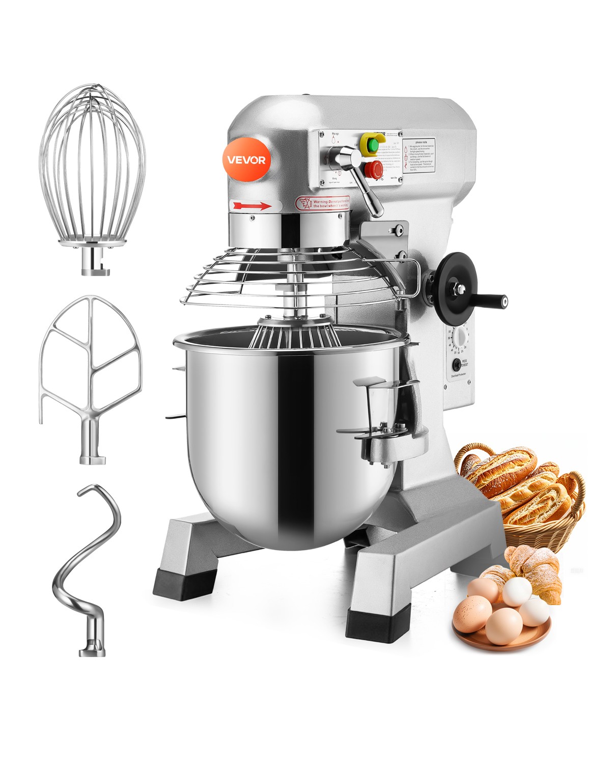 Uimoso 20Qt Industrial Dough Mixer for Bakery with Adjustable 3-Speed Settings