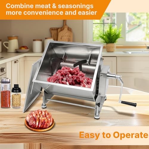 Hakka Commercial Meat Mixer 30lb 15L Stainless Steel Tilt Tank