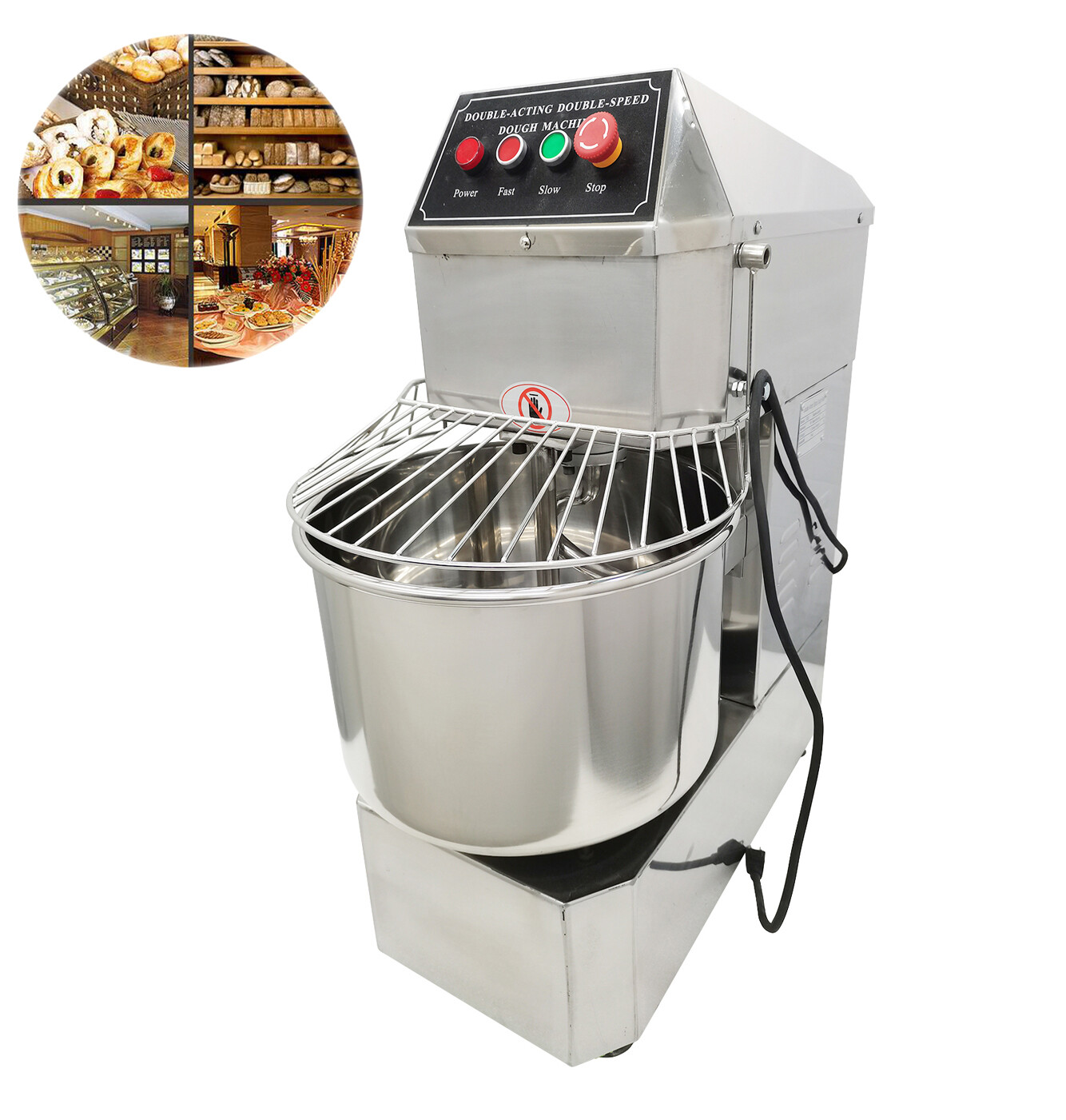 20L Bread Spiral Dough Mixer 2 Speed Flour Kneader Machine For Bakery Beater
